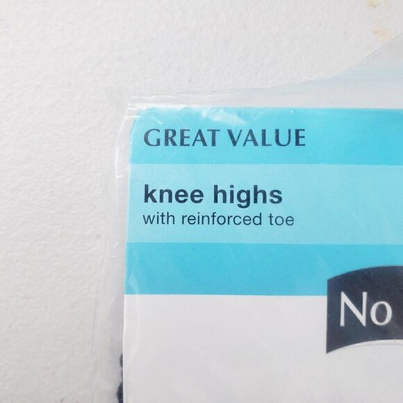 No Nonsense Knee Highs Off Black Size Q Reinforced Toe Nylon - Picture 2 of 4